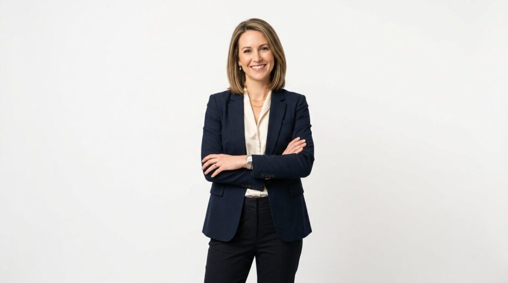 Professional business portrait of a female solopreneur in he
